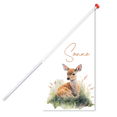 Geboortevlag met aquarel getekend hert