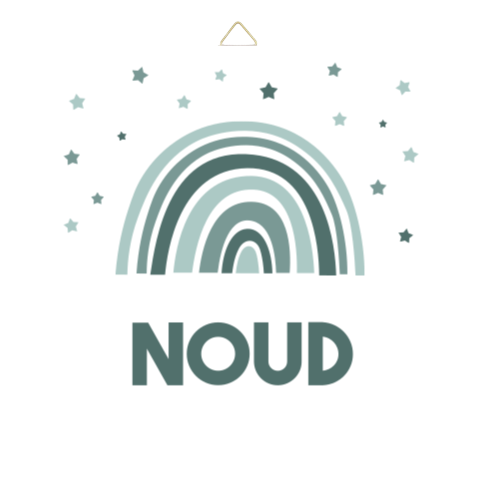 Geboortetegeltje regenboog met sterren groen