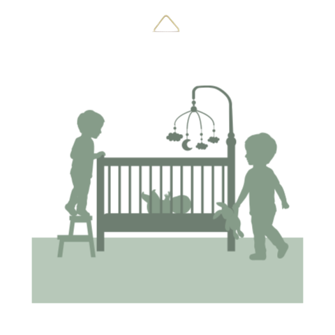 Geboortetegeltje met silhouet voor een derde kindje groen