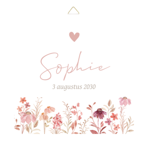 Geboortetegel met waterverf bloemen