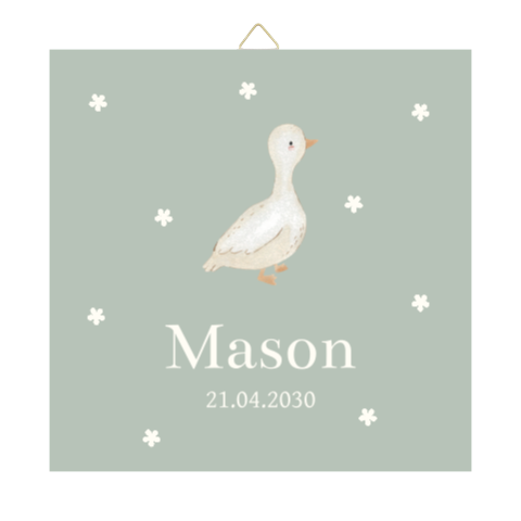 Geboortetegeltje groen met lief gansje