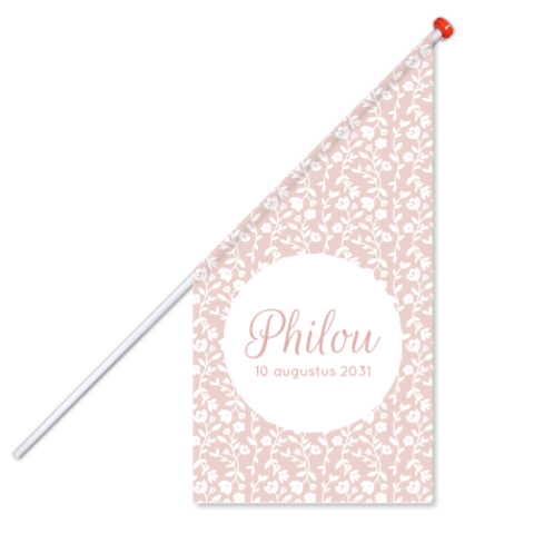 Geboortevlag met wit bloemen patroon