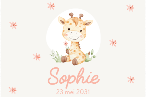 Memorybox giraf met roze bloemen