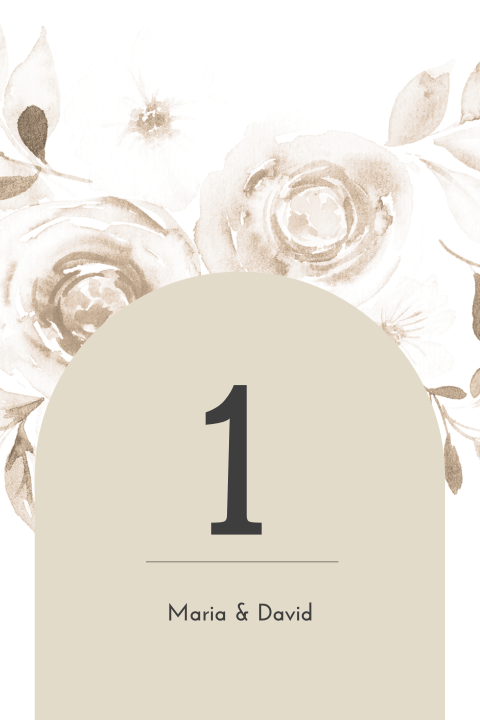 Tafelnummer beige bloemen