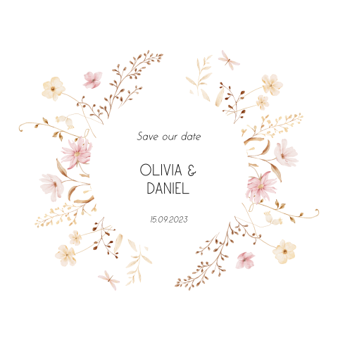 Save the date bloemenkrans pastel