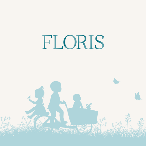 Geboortekaartje broertje en zusje silhouet bakfiets en gras