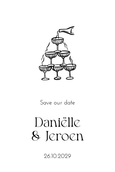 Save the date minimalistische champagnetoren