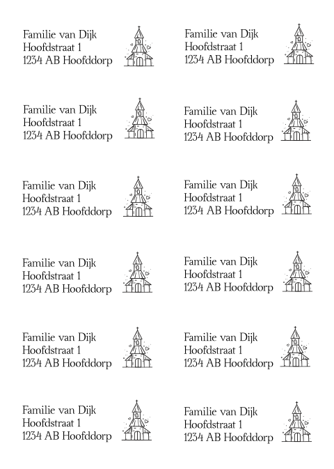Adresstickers Kerk