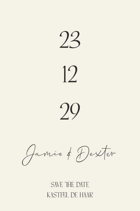 Save the Date met minimalistische datum