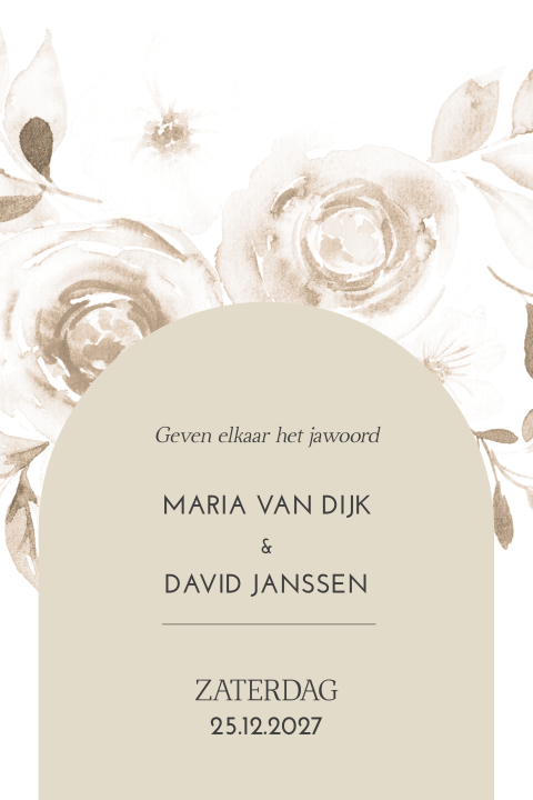Uitnodiging Beige Bloemen