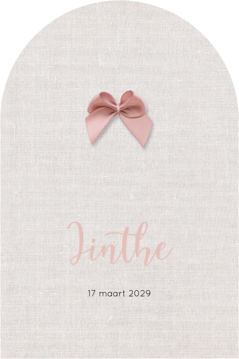 Geboortekaartje meisje minimalistisch met echte strik