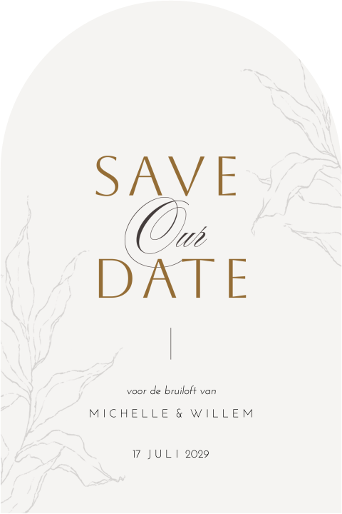 Save the date minimalistisch beige met bloemen