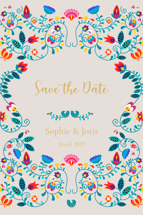 Save the Date Indiase bloemenrand