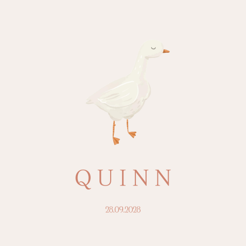 Geboortekaartje eend beige