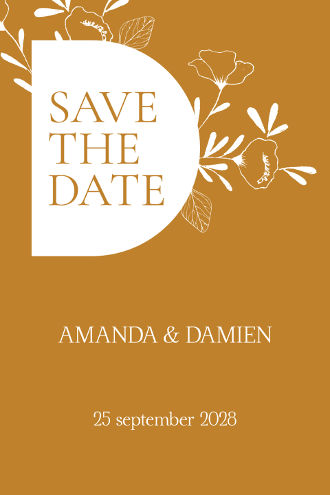 Save the date modern bloemen