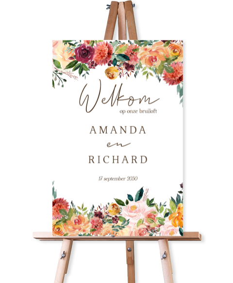 Welkomstbord herfst bloemen