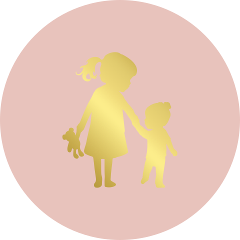 Sluitzegel sticker 35mm rond silhouette zusjes goudfolie