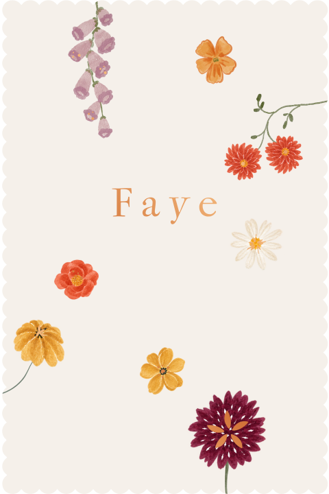 Lief herfst meisje geboortekaartje aquarel bloemen koperfoliedetails