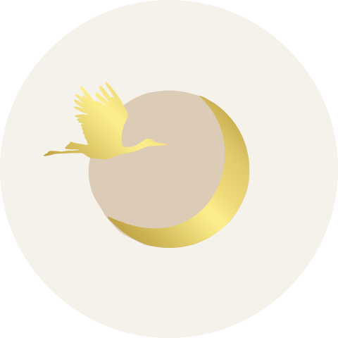 Sluitzegel 35mm rond beige maan ooievaar goudfolie