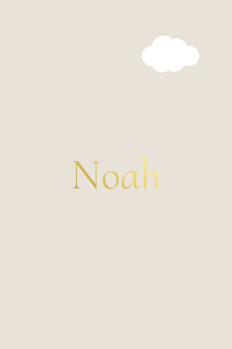 Dubbel geboortekaartje minimalistisch uniek wolkje doorkijkje beige