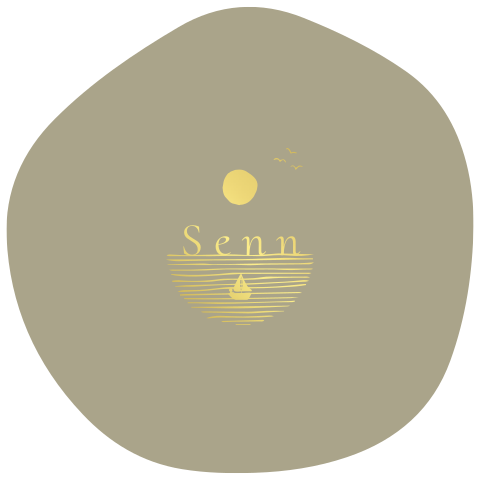 Geboortekaartje speeld organisch vorm zee zon bootje golven goudfolie