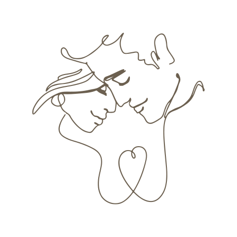 Sluitzegel sluitsticker trouwen lijntekening koppel