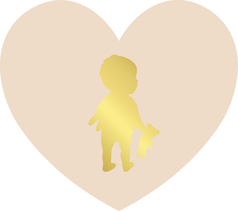 Sluitzegel sluitsticker hartvorm envelop beige silhouet kindje folie