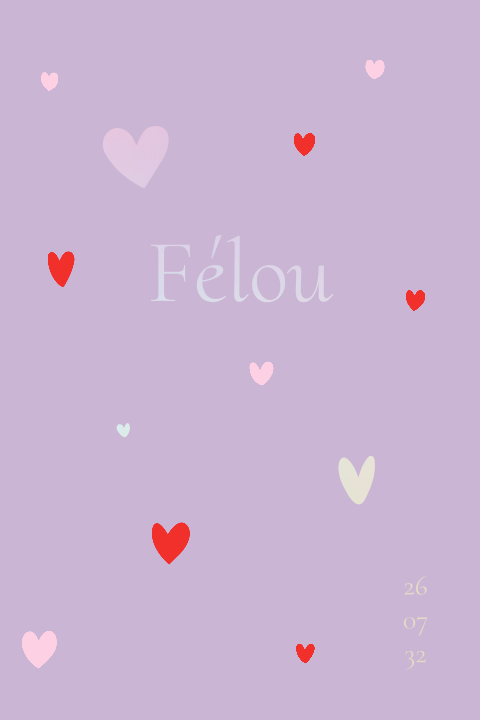 Lief geboortekaartje kleurrijk hartjes lila regenboogfolie