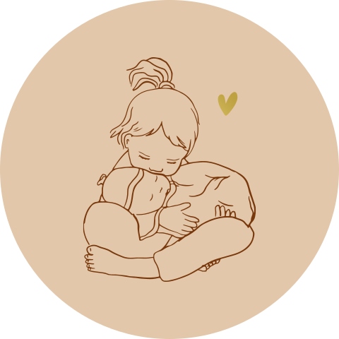 Sluitzegel sticker 35mm rond lijntekening grote zus baby goudfolie