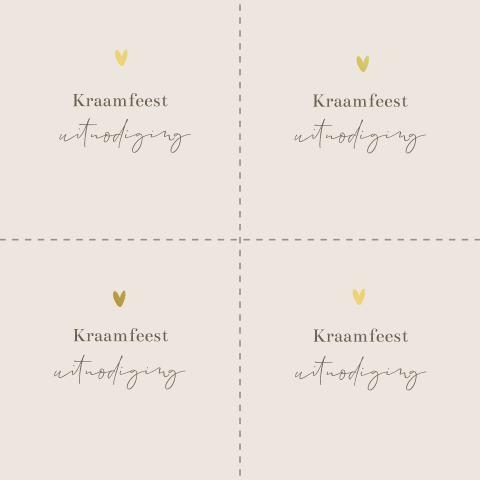 DIY kraamborrelkaartje kraamfeest vierkant goudfolie linnenlook