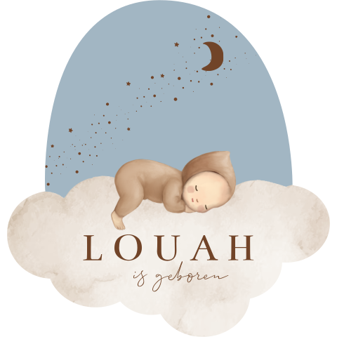 Tuinbord vorm wolk sterrenhemel maan slapende baby 80cm