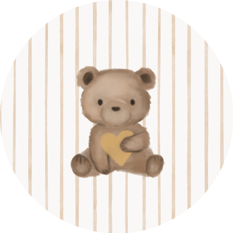 Doopsuikersticker 44mm knuffelbeertje streepjes