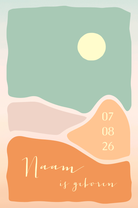 Raamsticker met trendy landschap in happy colors