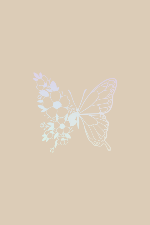 Poster met vlinderbloem in beige en regenboogfolie