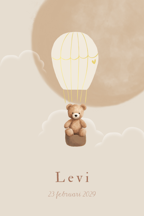Luxe poster babykamer knuffelbeertje teddybeer luchtballon goudfolie
