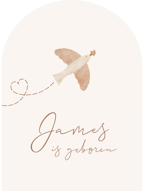 Tuinbord baby geboren boogvorm 53x73cm vogel hartjes