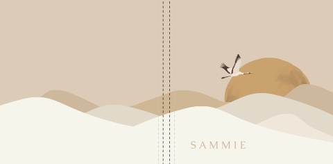 Kraambezoekboek landschap vliegende kraanvogel maan