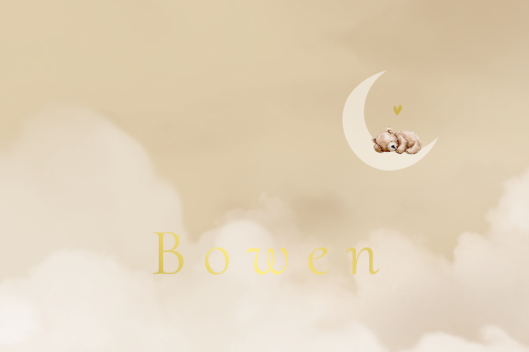 Unisex minimalistisch geboortekaartje slapend teddybeer maan goudfolie