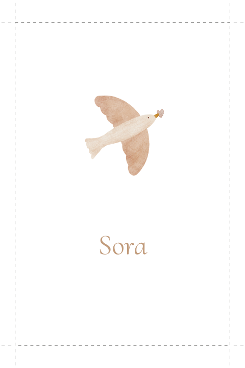Handgeschepte look papier minimalistisch aquarel vogel beige