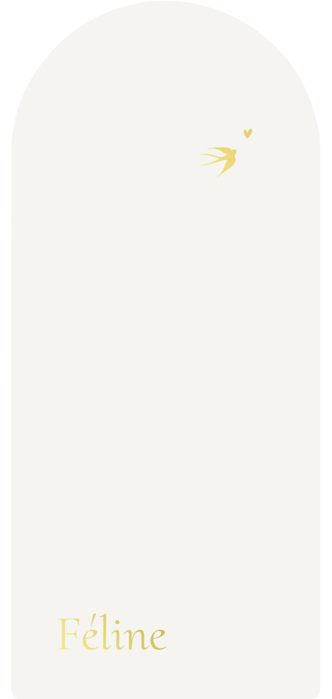 Minimalistisch geboortekaartje langwerpig boogvorm goudfolie