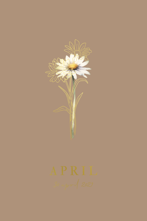 Geboortekaartje geboortebloem maand april madelief goudfolie