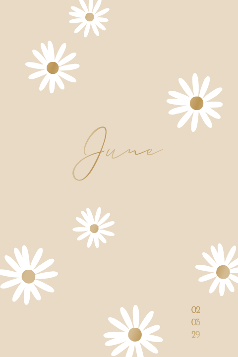 Lief madeliefjes bloemen geboortekaartje met hoogglans spotuv in beige
