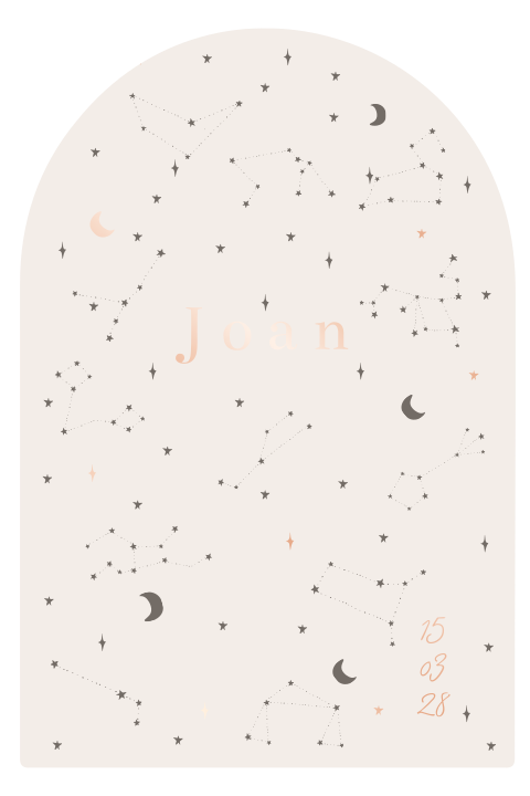 Ruimte geboortekaartje maantjes sterren en sterrenbeelden folie