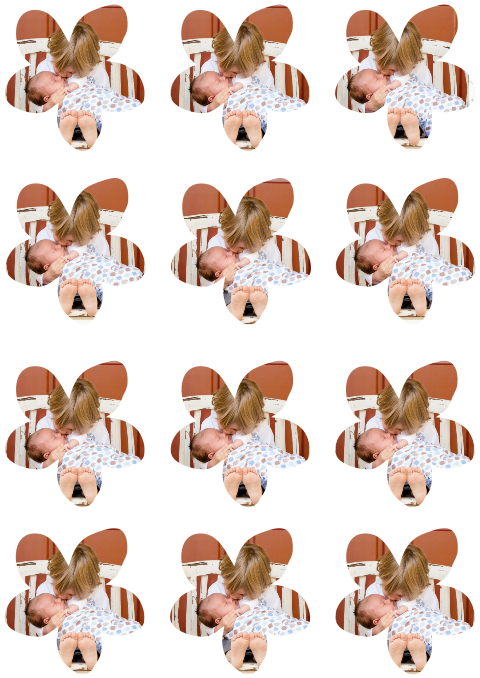 Bloemvormige fotolabels kraamborrelkaartjes voor geboortekaartje