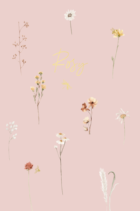 Lief geboortekaartje met aquarel wilde veldbloemen en roos