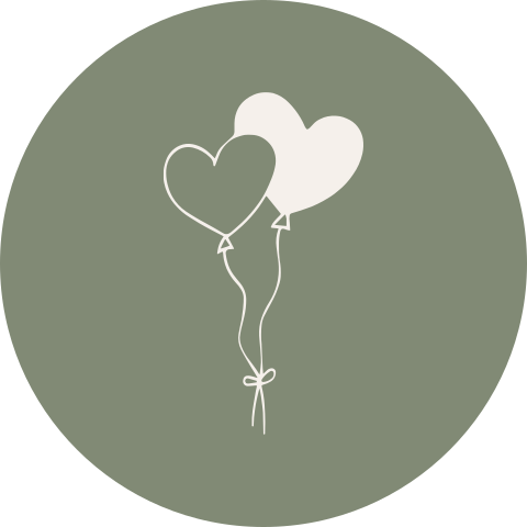 Groene sluitzegel met hartjesballon