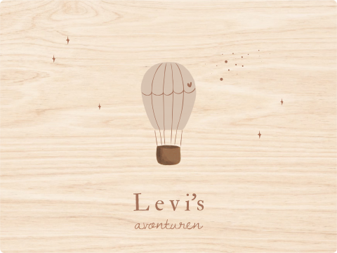 Houten memorybox bewaarkist geboorte 40x30x13cm luchtballon