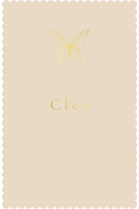 Geboortekaartje golfjesrand aquarel vlinder uitsnede goudfolie