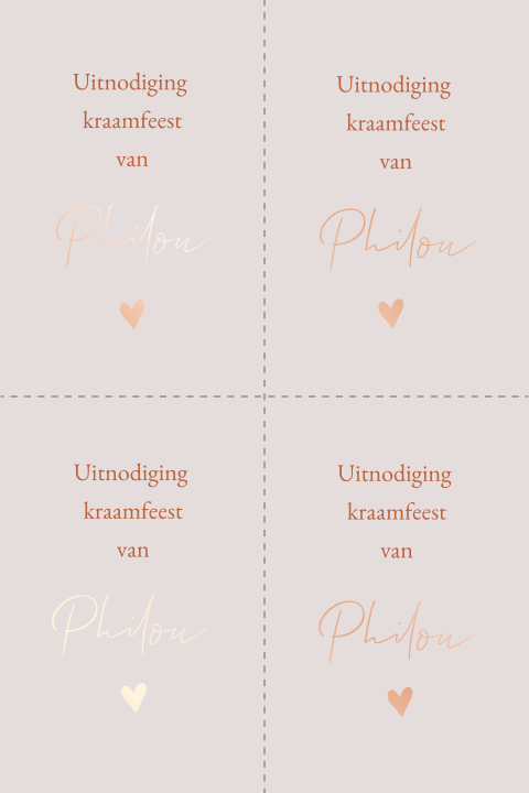 DIY kraamborrelkaartje kraamfeest met koperfolie