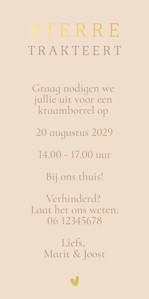 Labeltje los 35x70mm geboortekaartje kraamborrelkaartje beige folie